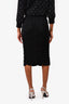 Burberry London Black Ruched Jersey Midi Skirt Size 8 US