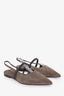 Brunello Cucinelli Taupe Crystal Detail Pointed Flats Size 36.5