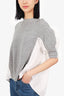 Sacai Grey/Wool Wool Knit Front 3/4 Sleeve Blouse Size 1