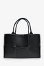 Bottega Veneta 2021 Black Intrecciato Leather Medium Arco Tote with Pouch