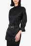 Fendi Black Silk Belted Long-Sleeved Midi Dress Size 40