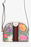 Gucci Off White/Beige GG Supreme Canvas Small Floral Ophidia Shoulder Bag