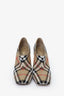 Burberry Beige Nova Check Square Toe Heeled Shoes Size 37.5