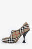 Burberry Beige Nova Check Square Toe Heeled Shoes Size 37.5