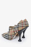 Burberry Beige Nova Check Square Toe Heeled Shoes Size 37.5