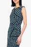 Oscar de la Renta Blue/Black Metallic Tweed Sleeveless Midi Dress Size 8