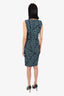 Oscar de la Renta Blue/Black Metallic Tweed Sleeveless Midi Dress Size 8