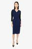 Victoria Beckham Navy/Black 3/4 Sleeves Midi Dress Size 10