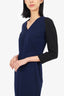 Victoria Beckham Navy/Black 3/4 Sleeves Midi Dress Size 10