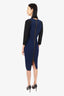 Victoria Beckham Navy/Black 3/4 Sleeves Midi Dress Size 10