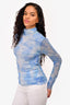 Ganni Blue Printed Mesh Turtleneck Top Size 40