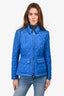 Burberry Brit Blue Quilted Zip Up Jacket Size M