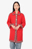 Pre-Loved Chanel™ Vintage Red Tweed Braid Trim Cc-button Coat Size 40