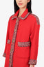 Pre-Loved Chanel™ Vintage Red Tweed Braid Trim Cc-button Coat Size 40