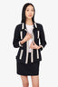 Pre-Loved Chanel™ 94P Navy Textured Jacket With Mini Skirt Set Size 38