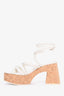 Jimmy Choo White Leather 'Cecelia 95' Cork Heels Size 37.5