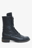 Pre-Loved Chanel™ Chanel Leather Zip/Lace Up Combat Boots Size 36.5 (As Is)