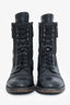 Pre-Loved Chanel™ Chanel Leather Zip/Lace Up Combat Boots Size 36.5 (As Is)