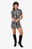 Hermès Black/White Cotton Printed Quarter Zip Dress Size 36