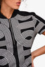 Hermès Black/White Cotton Printed Quarter Zip Dress Size 36