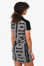 Hermès Black/White Cotton Printed Quarter Zip Dress Size 36