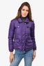 Burberry Purple Nylon Down Puffer Jacket With Hood Size 2 US