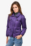 Burberry Purple Nylon Down Puffer Jacket With Hood Size 2 US