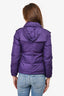 Burberry Purple Nylon Down Puffer Jacket With Hood Size 2 US