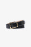 Dolce & Gabbana Black Smooth Leather 2-Toned Metal Belt Size 85 Mens