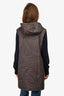 Akris Brown Silk Long Hooded Vest Size 10