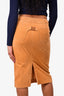 Dries Van Noten Yellow Corduroy Button Detail Midi Skirt Size 40