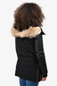 Rudsak Black Down Leather/Fur Trim Hooded Jacket Size XS