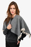 Burberry Black Wool/Cashmere Herringbone Mini Cape