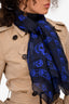 Alexander McQueen Black/Blue Silk Skull Scarf