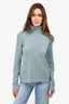 Escada Seafoam Green Cashmere Turtleneck Sweater Size L