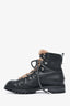 Jimmy Choo Black Leather Brown Shearling Lined Hiking Boots Size 38 (As Is)