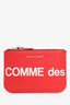 Comme des Garcons Red Leather Mini Zip Pouch