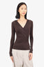 Gucci Brown V-Neck Long-Sleeve Top Size XS