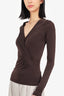 Gucci Brown V-Neck Long-Sleeve Top Size XS