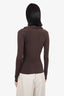 Gucci Brown V-Neck Long-Sleeve Top Size XS