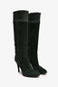 Sergio Rossi Dark Green Suede Stitched Detail Knee High Boots Size 37