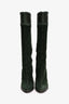 Sergio Rossi Dark Green Suede Stitched Detail Knee High Boots Size 37