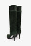 Sergio Rossi Dark Green Suede Stitched Detail Knee High Boots Size 37