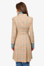 Pre-Loved Chanel™ Spring 2001 Beige/Multicolour Tweed Mid Length Coat with Camellia Brooch Size 40