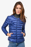 Moncler Blue Quilted Thin Down 'Pelia Giubbotto' Jacket With Flower Size 1