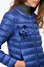 Moncler Blue Quilted Thin Down 'Pelia Giubbotto' Jacket With Flower Size 1