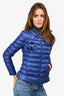 Moncler Blue Quilted Thin Down 'Pelia Giubbotto' Jacket With Flower Size 1