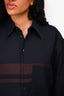 Marni Navy/Brown Wool Oversized Buttoned Shirt Size 48