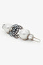 Pre-Loved Chanel™ Silver Crystal 'CC' Faux Pearl Embellished Hair Clip