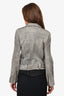 Iro Grey Leather Light Wash Biker Jacket Size 38